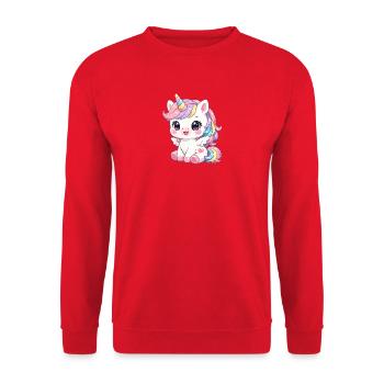 Einhorn - Unisex Pullover - Rot - Vorne - Alina (178cm) & Michal (187cm)