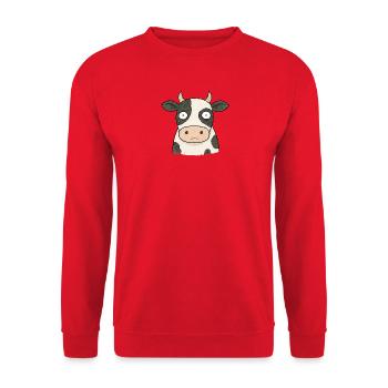 TINY ACTIVISTS | Cow - Unisex Sweatshirt - red - Front - Alina (178cm) & Michal (187cm)