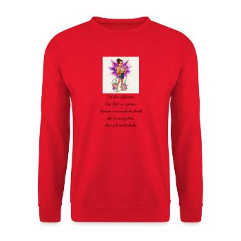 Lehrerin Merch-Direkt davon ausgehen - Unisex Pullover - Rot - Vorne - Alina (178cm) & Michal (187cm)