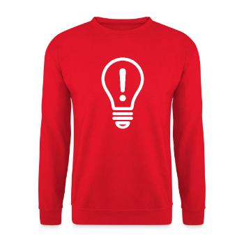 Minimalistischer Glühbirne Idee Icon Vektor Shirt - Unisex Pullover - Rot - Vorne - Alina (178cm) & Michal (187cm)