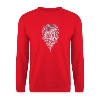Der Eisbär unter dem Nordlicht - Unisex Pullover - Rot - Vorne - Alina (178cm) & Michal (187cm)