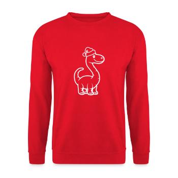 Dinosaurier Brontosaurus Weihnachtsmann - Unisex Pullover - Rot - Vorne - Alina (178cm) & Michal (187cm)