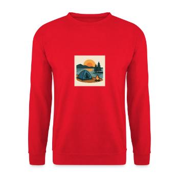 Camping Tent Lake - Unisex Sweatshirt - red - Front - Alina (178cm) & Michal (187cm)