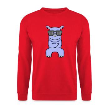 cool rhino - rhino with sunglasses - Unisex Sweatshirt - red - Front - Alina (178cm) & Michal (187cm)