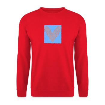 HERZ. HERZ. VALENTINSTAG. LIEBE. LIEBE. PAAR. - Unisex Pullover - Rot - Vorne - Alina (178cm) & Michal (187cm)