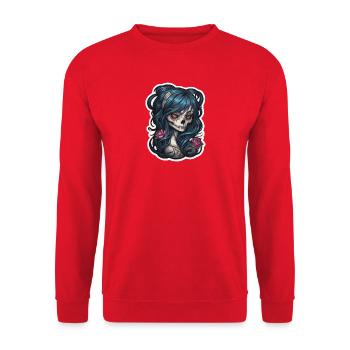 Tattoo Girl Skull Print - Unisex Sweatshirt - red - Front - Alina (178cm) & Michal (187cm)