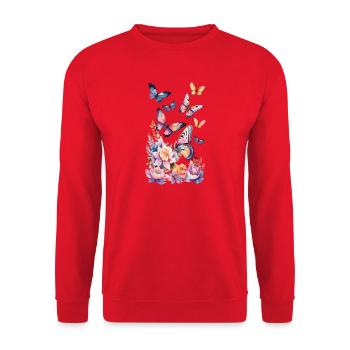 Magie des papillons - Art, couleurs et élégance - Sweat-shirt Unisexe - rouge - Devant - Alina (178cm) & Michal (187cm)