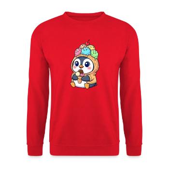 mignon pingouin dessin animé crème glacée fantaisiste drôle été - Sweat-shirt Unisexe - rouge - Devant - Alina (178cm) & Michal (187cm)