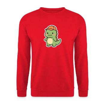 Petit dinosaure avec capuchon orange - Sweat-shirt Unisexe - rouge - Devant - Alina (178cm) & Michal (187cm)