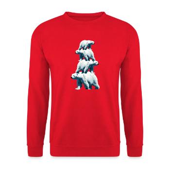 Polar Bear Family Polar Bears - Unisex Sweatshirt - red - Front - Alina (178cm) & Michal (187cm)