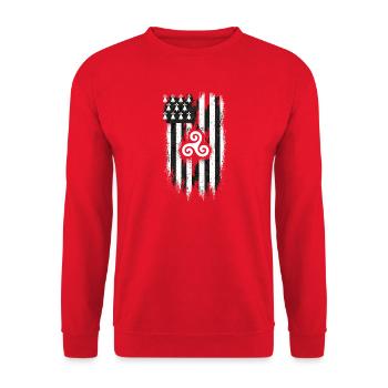 Brittany Breton Flag Gwenn ha Du Grunge - Unisex Pullover - Rot - Vorne - Alina (178cm) & Michal (187cm)