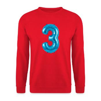 3rd Birthday Shirt, Blue Balloon Helium - Unisex Sweatshirt - red - Front - Alina (178cm) & Michal (187cm)