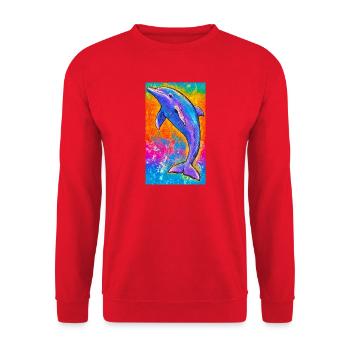 dolphin - Unisex Sweatshirt - red - Front - Alina (178cm) & Michal (187cm)