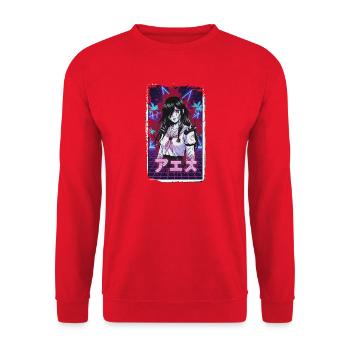 Écolière Cyberpunk Néon - Sweat-shirt Unisexe - rouge - Devant - Alina (178cm) & Michal (187cm)