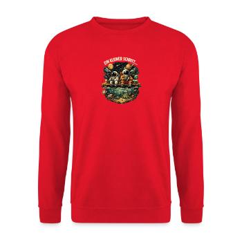 Funny Astronaut Fishing Shirt - Unisex Pullover - Rot - Vorne - Alina (178cm) & Michal (187cm)