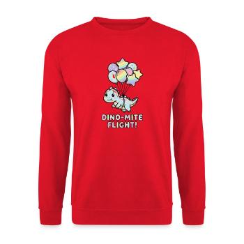 Dino-Mite Flight: rainbow balloons - Unisex Sweatshirt - red - Front - Alina (178cm) & Michal (187cm)