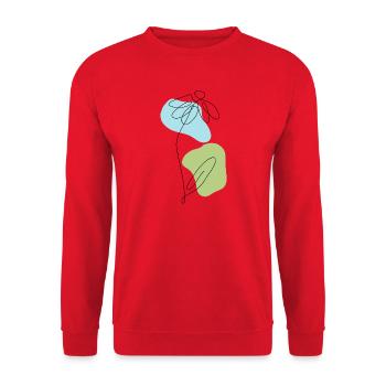 Marguerites au trait linéaire avec des formes pastel - Sweat-shirt Unisexe - rouge - Devant - Alina (178cm) & Michal (187cm)