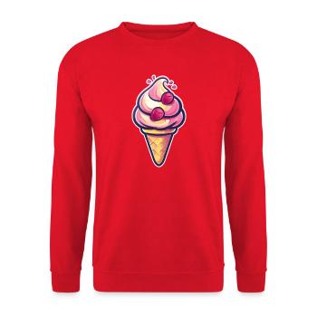 Eiscreme Grafik - Unisex Pullover - Rot - Vorne - Alina (178cm) & Michal (187cm)