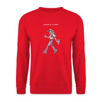 Always_in_a_hurry - Unisex Pullover - Rot - Vorne - Alina (178cm) & Michal (187cm)