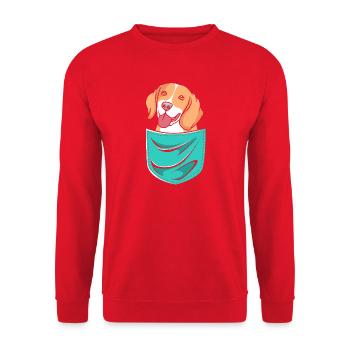 Beagle Mama Mutter Hundemama - Unisex Pullover - Rot - Vorne - Alina (178cm) & Michal (187cm)