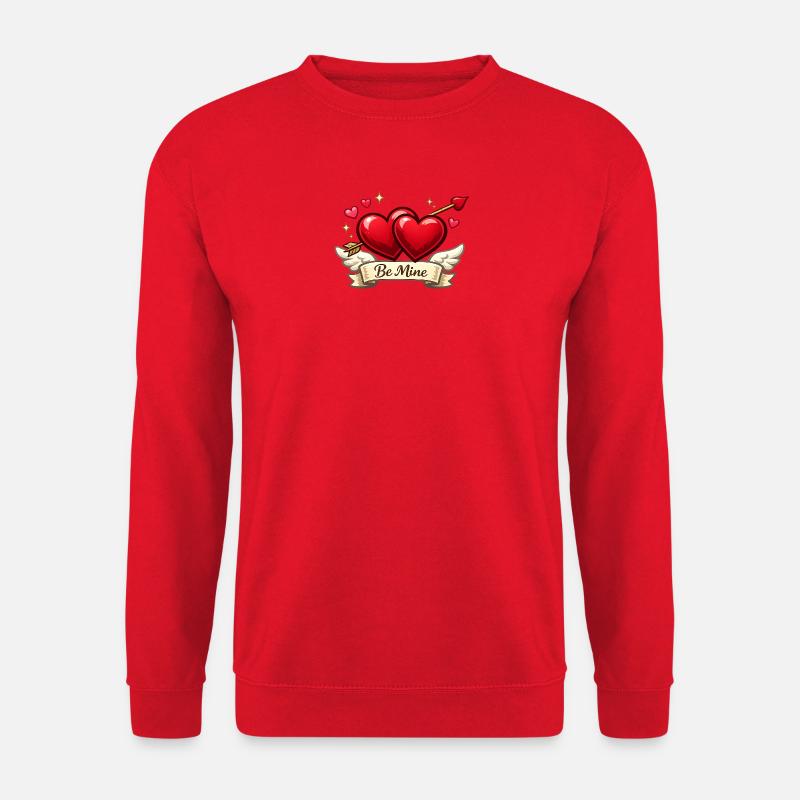 Be Mine: Doppelherzen mit Pfeil - Unisex Pullover - Rot