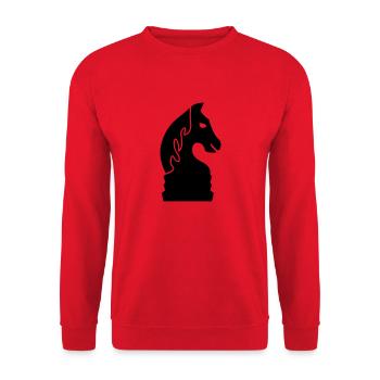 schach_pferd_1c - Unisex Pullover - Rot - Vorne - Alina (178cm) & Michal (187cm)