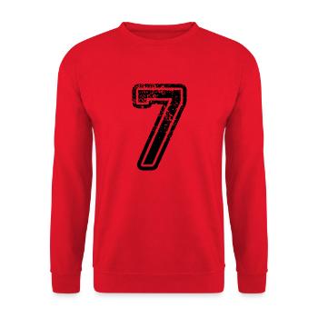 7 - Nummer - Unisex Pullover - Rot - Vorne - Alina (178cm) & Michal (187cm)