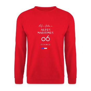 Life in ALPES-MARITIMES Number 06 Provence - Unisex Sweatshirt - red - Front - Alina (178cm) & Michal (187cm)