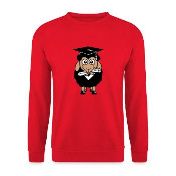 Schaf Schule Zeugnis College Abschluss Abi Schüler - Unisex Pullover - Rot - Vorne - Alina (178cm) & Michal (187cm)