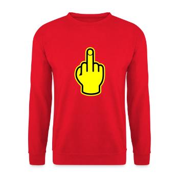 Middle Finger Hand Provocative - Unisex Sweatshirt - red - Front - Alina (178cm) & Michal (187cm)