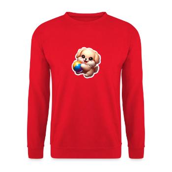 Puppy playing - Unisex Pullover - Rot - Vorne - Alina (178cm) & Michal (187cm)