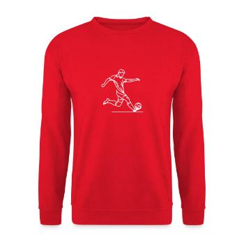 Minimalistische Fußballspieler-Silhouette - weiß - Unisex Pullover - Rot - Vorne - Alina (178cm) & Michal (187cm)