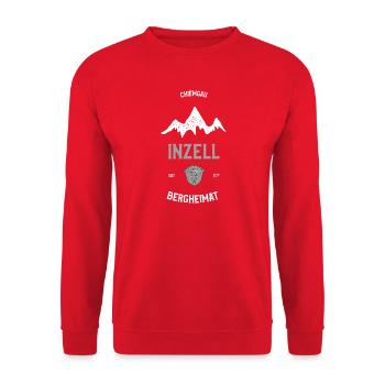 Inzell Chiemgau – Bergheimat Alpen Design - Unisex Pullover - Rot - Vorne - Alina (178cm) & Michal (187cm)