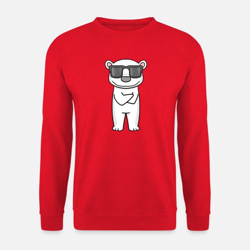 cool polar bear with sunglasses - Unisex Sweatshirt - red