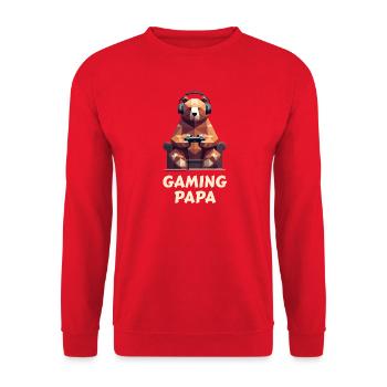 Gaming Papa Geschenk für Väter die zocken - Unisex Pullover - Rot - Vorne - Alina (178cm) & Michal (187cm)