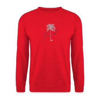 Palm tree with travel inscription - Unisex Sweatshirt - red - Front - Alina (178cm) & Michal (187cm)