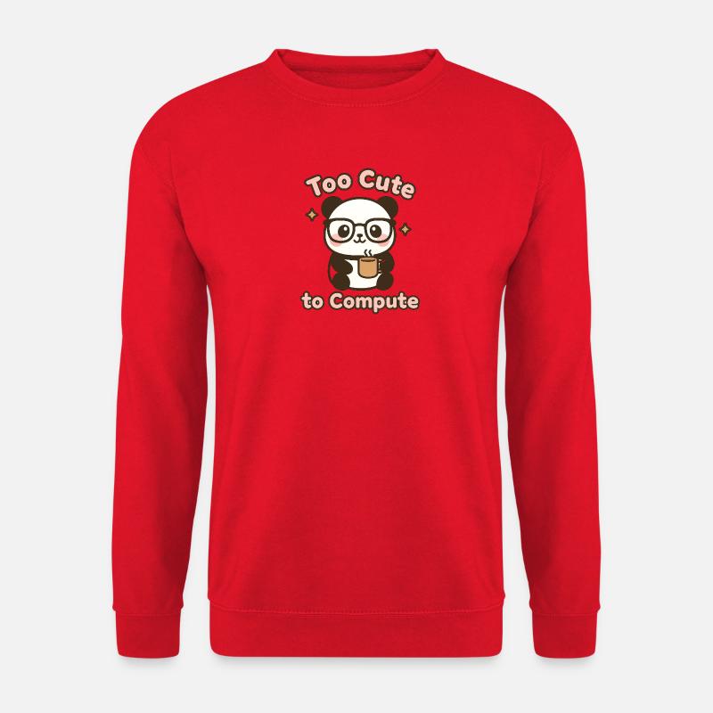 Süßer Panda mit Brille und Kaffeetasse - Unisex Pullover - Rot