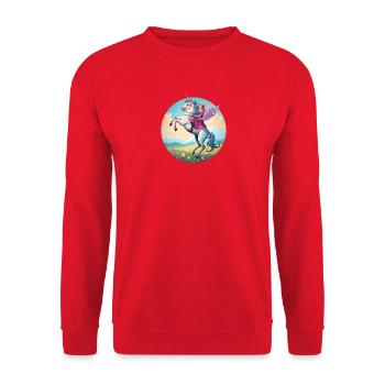 Magical Unicorn Rider Illustration - Unisex Sweatshirt - red - Front - Alina (178cm) & Michal (187cm)