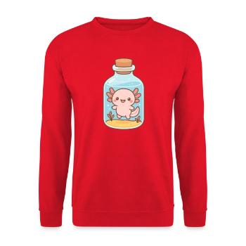 Magic Axolotl – Cute Creature in a Bottle - Unisex Sweatshirt - red - Front - Alina (178cm) & Michal (187cm)