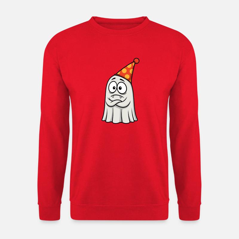 Grumpy Ghost with Party Hat - Unisex Sweatshirt - red