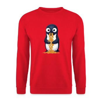 Cute Penguin Spaghetti Clumsy Cartoon - Unisex Sweatshirt - red - Front - Alina (178cm) & Michal (187cm)