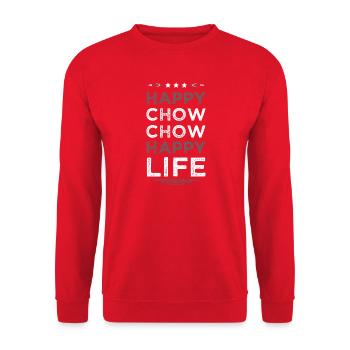 Fröhliches Chow Chow Leben - Unisex Pullover - Rot - Vorne - Alina (178cm) & Michal (187cm)