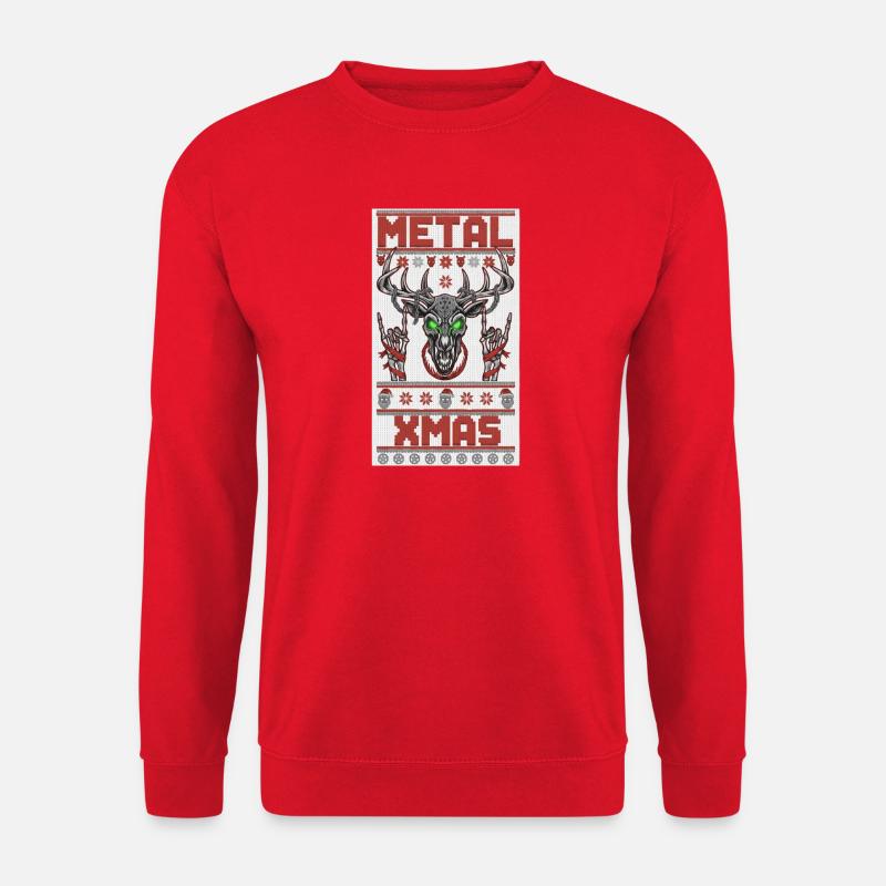 Metallic Xmas Deer Head - Unisex Sweatshirt - red