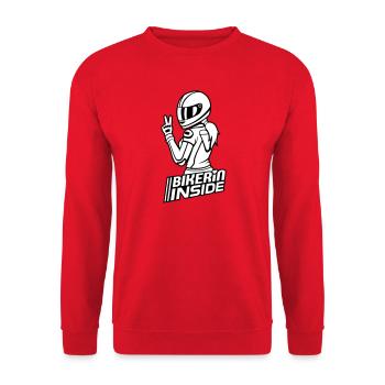 Motard à l’intérieur (les couleurs peuvent être changées) - Sweat-shirt Unisexe - rouge - Devant - Alina (178cm) & Michal (187cm)