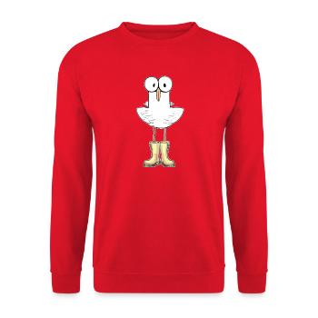 Mouette avec bottes en caoutchouc - Le parfait Gesche Lustig - Sweat-shirt Unisexe - rouge - Devant - Alina (178cm) & Michal (187cm)
