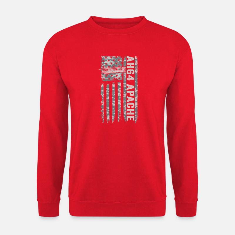 AH-64 Apache Hubschrauber mit amerikanischer Flagg - Unisex Pullover - Rot