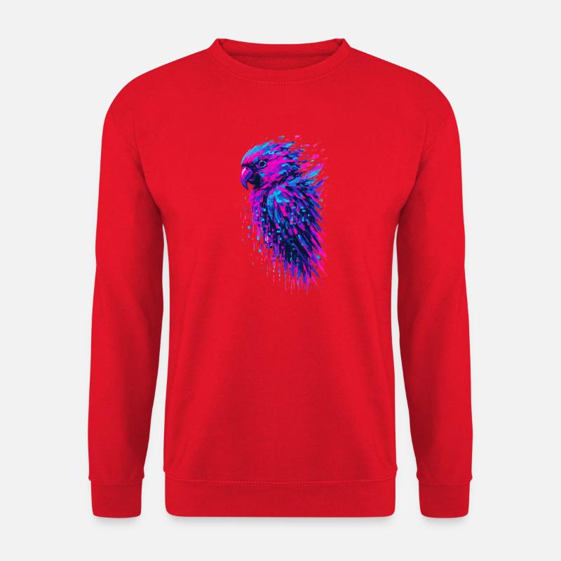 Parrot Glitch Art Cyber Vibrating - Unisex Sweatshirt - red