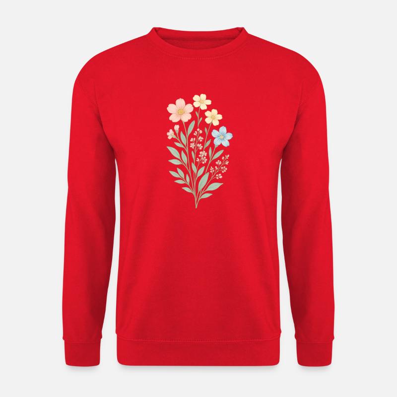 Pastell-Wildblumen Wasserfarben - Unisex Pullover - Rot
