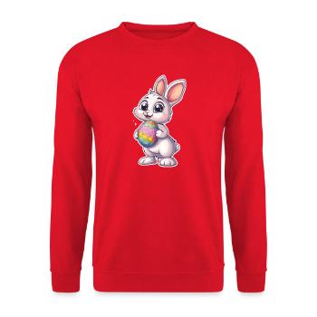 Chemise de Pâques mignonne Lapin de Pâques Cool - Sweat-shirt Unisexe - rouge - Devant - Alina (178cm) & Michal (187cm)