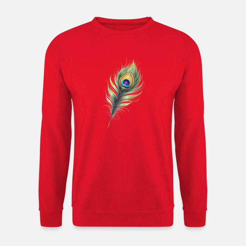 Peacock Feather Illustration Gradient Elegant - Unisex Sweatshirt - red